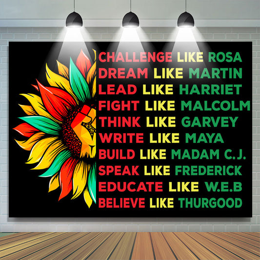 Lofaris Sunflower Fist Text Black History Month Backdrop