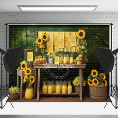 Lofaris Sunflower Lemon Juice Green Forest Bokeh Backdrop