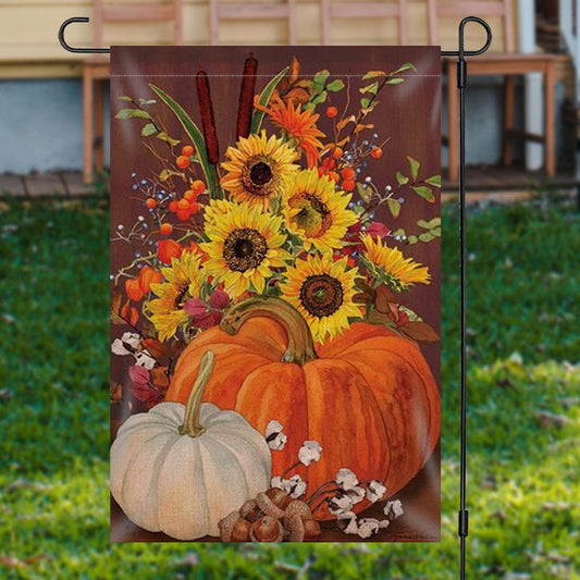 Lofaris Sunflower Pumpkin Oil Painting Waterproof Garden Flag