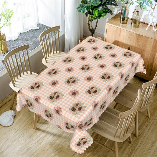 Lofaris Sunflower Yellow White Plaid Rectangle Tablecloth