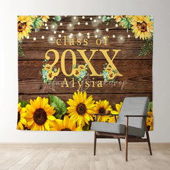 Lofaris Sunflowers Bright Class Of 2022 Brown Wooden Backdrop