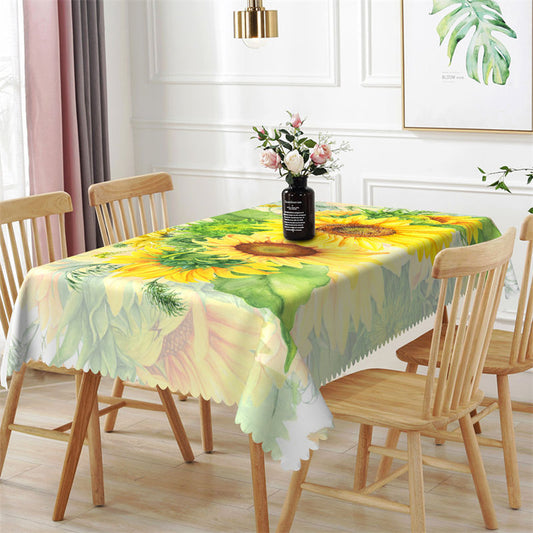 Lofaris Sunflowers Spring Leaves Bokeh Tablecloth For Kitchen