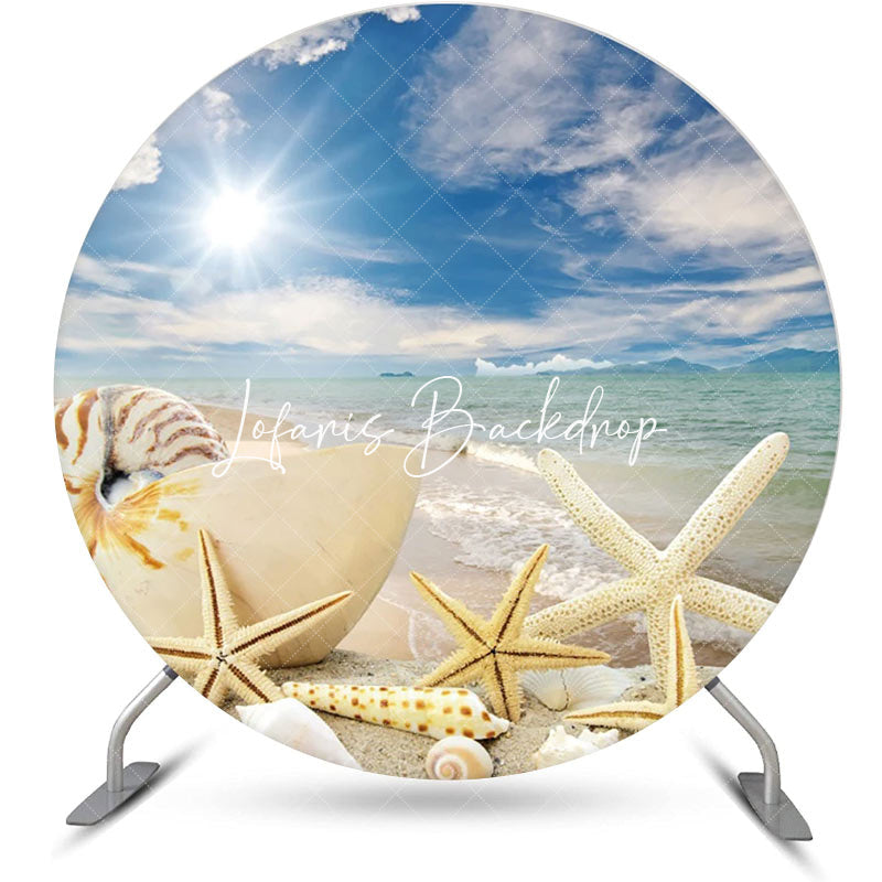 Lofaris Sunlight Hawaii Beach Sky Round Birthday Backdrop