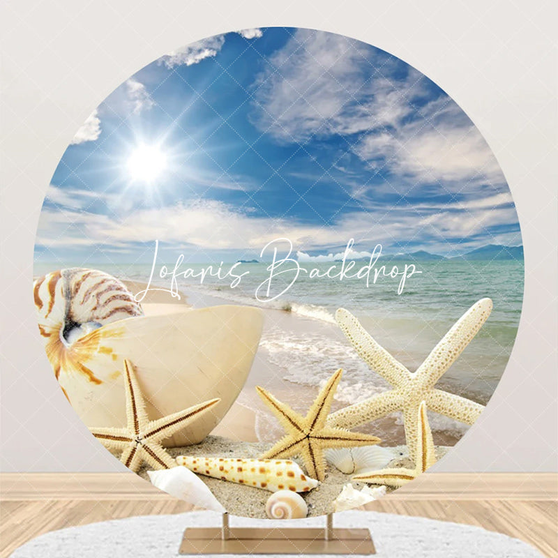 Lofaris Sunlight Hawaii Beach Sky Round Birthday Backdrop