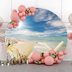 Lofaris Sunlight Hawaii Beach Sky Round Birthday Backdrop