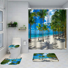 Lofaris Sunny Beach Coconut Trees Shower Curtain For Bath