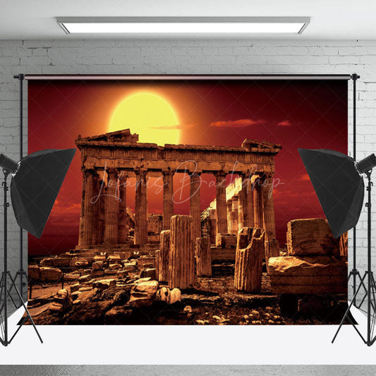Lofaris Sunset Ancient Greek Temple Architecture Backdrop