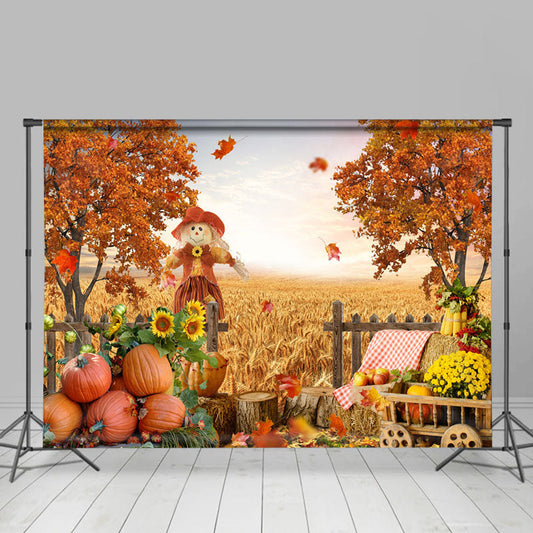 Lofaris Sunset Maple Tree Pumpkin Gold Rye Autumn Backdrop