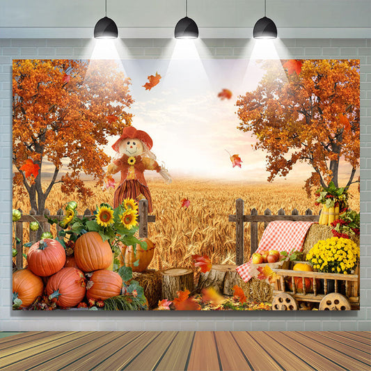 Lofaris Sunset Maple Tree Pumpkin Gold Rye Autumn Backdrop