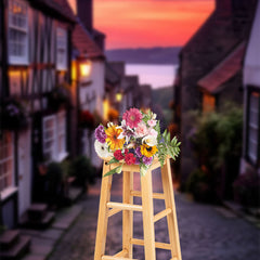 Lofaris Sunset Quiet Coastal Town Backdrop For Photography