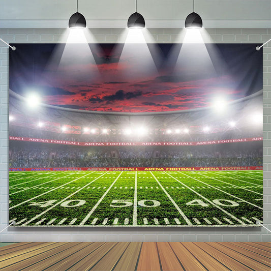 Lofaris Sunset Sky Football Field Spotlight Sport Backdrop