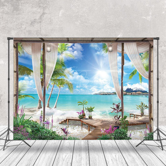 Lofaris Sunshine Beach Sea Summer Holiday Photo Backdrop
