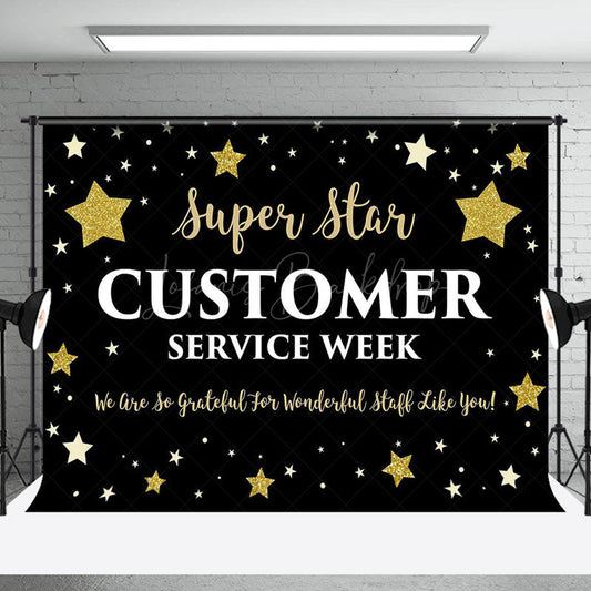 Lofaris Super Star Black Customer Service Week Party Backdrop