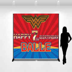 Lofaris Super Woman Red Blue Custom Birthday Backdrop For Girl