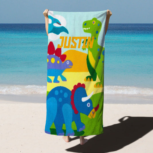 Lofaris Surf Dino Kids Custom Summer Beach Towel