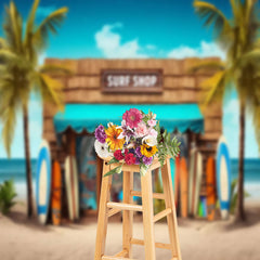 Lofaris Surf Shop Blue Sky Summer Beach Photography Backdrop