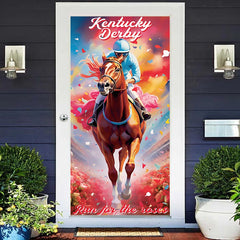 Lofaris Surreal Handsome Running Horse Flower Door Cover