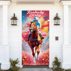Lofaris Surreal Handsome Running Horse Flower Door Cover