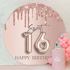 Lofaris Sweet 16 Rose Pink Birthday Round Backdrop Cover