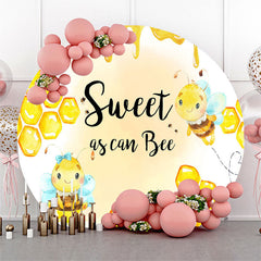 Lofaris Sweet As Can Bees Gold Honey Round Baby Shower Backdrop