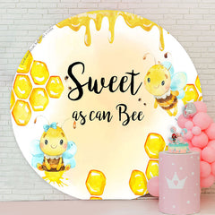 Lofaris Sweet As Can Bees Gold Honey Round Baby Shower Backdrop