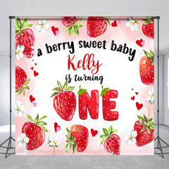 Lofaris Sweet Baby Strawberry Custom 1st Birthday Backdrop