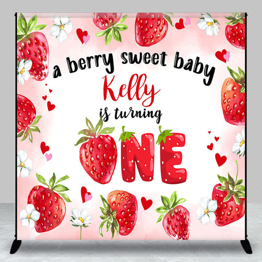 Lofaris Sweet Baby Strawberry Custom 1st Birthday Backdrop