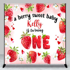 Lofaris Sweet Baby Strawberry Custom 1st Birthday Backdrop