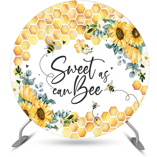 Lofaris Sweet Can Bee Sunflower Round Baby Shower Backdrop