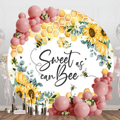 Lofaris Sweet Can Bee Sunflower Round Baby Shower Backdrop