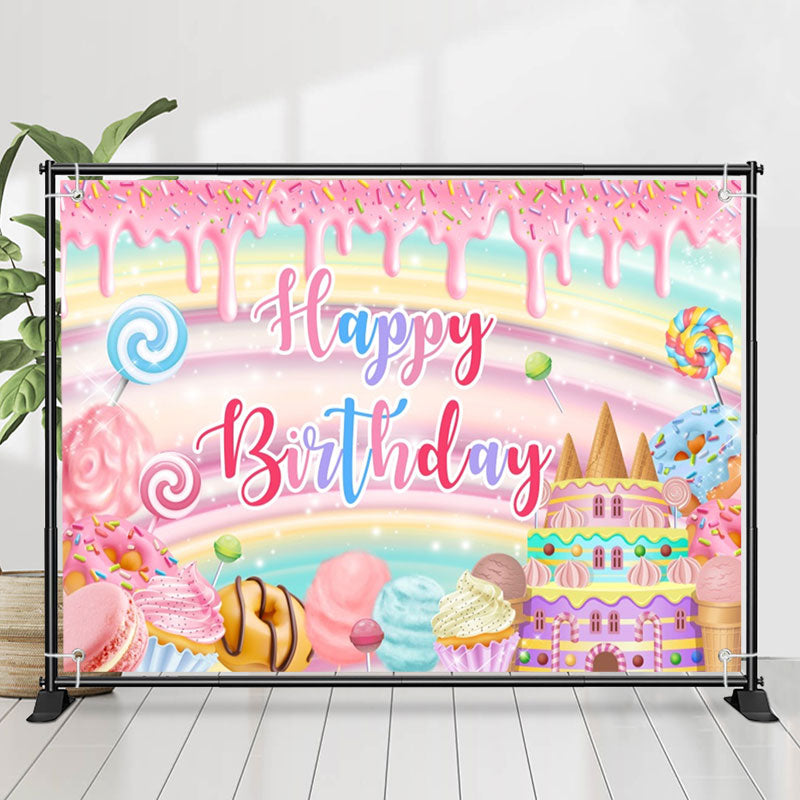 Lofaris Sweet Candyland Dessert Birthday Backdrop For Girl