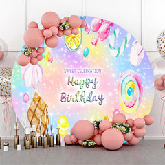 Lofaris Sweet Celebration Candy Round Birthday Backdrop