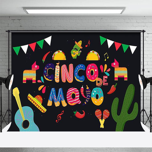 Lofaris Sweet Donut Cinco De Mayo Mexican Fiesta Theme Backdrop