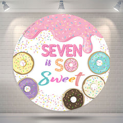 Lofaris Sweet Donuts Circle 7th Birthday Backdrop For Girls