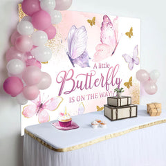 Lofaris Sweet Flying Butterfly Baby Girl Shower Backdrop