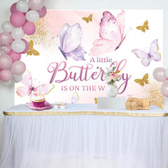 Lofaris Sweet Flying Butterfly Baby Girl Shower Backdrop