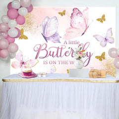 Lofaris Sweet Flying Butterfly Baby Girl Shower Backdrop