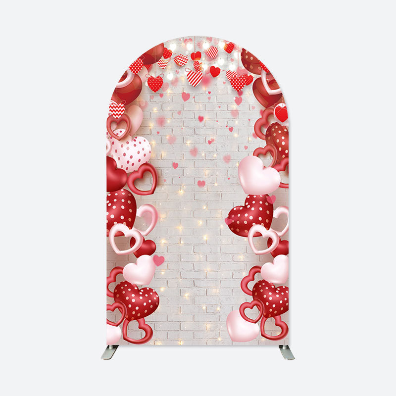 Lofaris Sweet Hearts Brick Wall Glitter Valentine Arch Backdrop