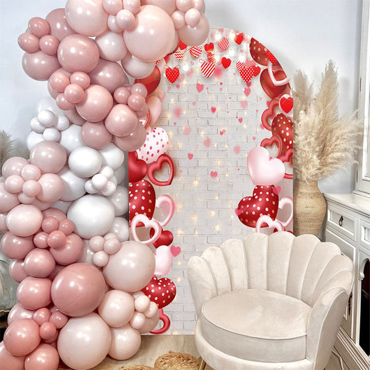 Lofaris Sweet Hearts Brick Wall Glitter Valentine Arch Backdrop