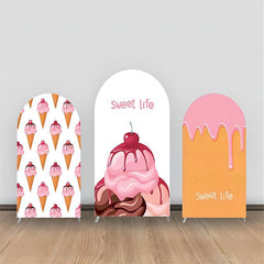 Lofaris Sweet Life Pink White Ice Cream Arch Backdrop Kit