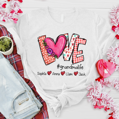 Lofaris Sweet Love Heart Custom Grandma And Kids T - Shirt
