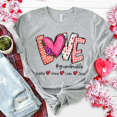 Lofaris Sweet Love Heart Custom Grandma And Kids T - Shirt