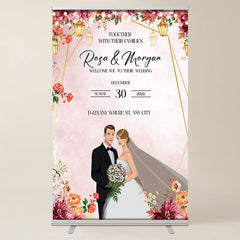 Lofaris Sweet Red Floral Custom Wedding Welcome Sign Banner