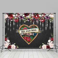 Lofaris Sweet Roses Glitter Strings Heart Grey Wedding Backdrop