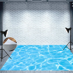 Lofaris Swimming Pool Splash Water Ripple Floor Backdrop
