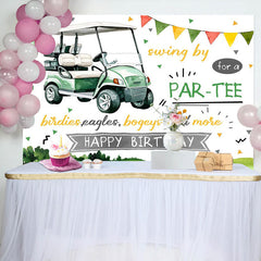 Lofaris Swing By Green Golf Cart Field Backdrop For Birthday