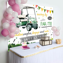 Lofaris Swing By Green Golf Cart Field Backdrop For Birthday