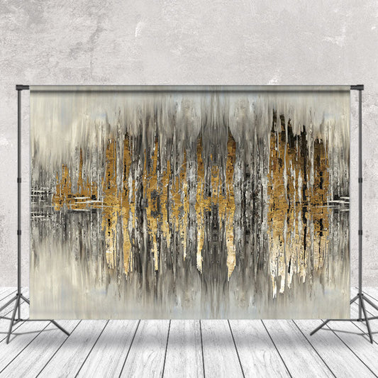 Lofaris Symmetrical Grey Gold Graffiti Wall Photo Backdrop