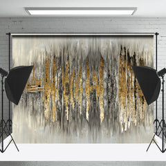 Lofaris Symmetrical Grey Gold Graffiti Wall Photo Backdrop
