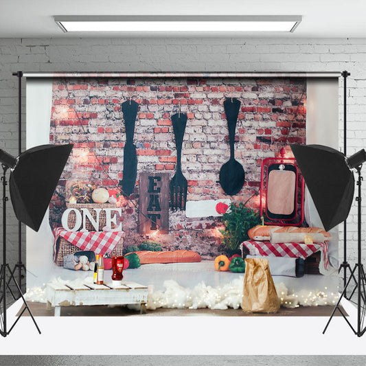 Lofaris Tablewares Eat Brick Wall 1St Birthday Photo Backdrop